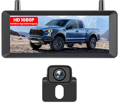 AUTO-VOX 7.2 Rückfahrkamera Kabellos Auto Nachrüsten mit Stabilem Signal | LCD 1080P Rückfahrkamera Funk unterstützt, Rückfahrkameras, IP69K Wasserdichter,Nachtsicht für Auto LKW Wohnmobil