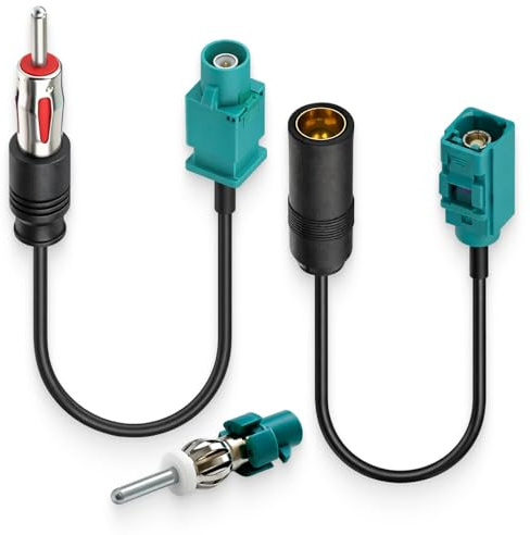 3PCS Adaptateur Antenne Autoradio Universel avec Câble Fakra Z Mâle vers Prise DIN et Fakra Femelle vers Fiche DIN, Convertisseur pour Antenne Stéréo Radio DAB FM AM, Compatible Adaptateur Radio