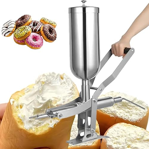 Macchina riempitrice per ciambelle, macchina per il riempimento di marmellate di crema in acciaio inossidabile da 5 litri con 4 ugelli antigoccia per bar, ristoranti, panetterie e cucine
