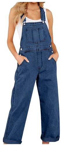 Generico Salopette Donna Jeans Pantaloni Curvy Jumpsuit Lavoro Leggeri Pantalone Lunga Tuta Wide Leg Elegante Intera Eleganti Incinta Premaman