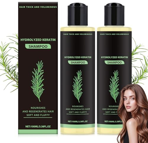 2 Stück Rosmarin Shampoo Gegen Haarausfall für Haarwachstum, Natürliches Keratin Shampoo für Männer & Frauen, Rosemary Hair Growth Shampo Damen für Verdickendes und Stärkendes