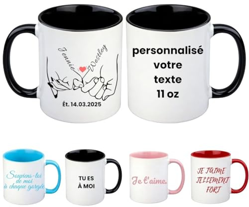 Mason Life Custom Mug - Double-Sided Personalised Name Print, Microwave Safe, Ideal Anniversary & Valentine’s Day Gift for Him Her, Reusable Coffee Tea Cup for Couples