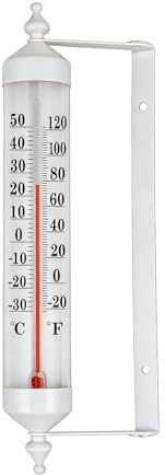 F Fityle Termometro da esterno rustico, versatile, stabile, professionale, facile da installare, indicatore di temperatura per serra, garage, giardino, Bianco