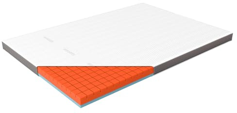 Genius eazzzy Premium Cube Topper – 200 x 200 cm, Höhe 9 cm, ergonomischer Matratzentopper, 2 in 1 Wende-Topper mit Fester & weicher Seite, Atmungsaktiver Mesh-Bezug, Eckschlaufen