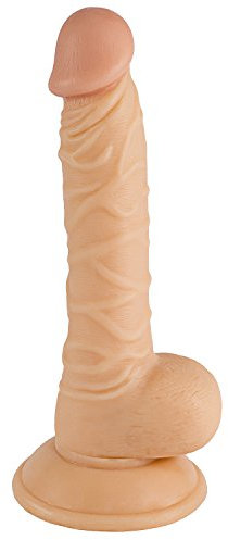 Marielove, dildo in silicone, 20 cm, forte ventosa, color pelle, forma realistica, flessibile, pene finto, con testicoli, set con 30 ml di gel lubrificante per sex-toy