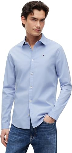 Tommy Jeans Tjm Original Stretch Shirt Dm0dm04405 Camisa, Azul (Lavender Lustre), XXL Hombre