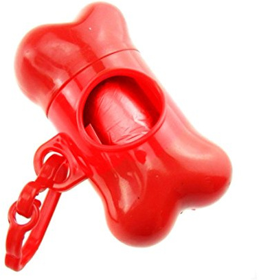 MEDIA WAVE store Porta Sacchetti igienici Rosso a Forma di Osso 332016 per Cani con 1 Rotolo in Omaggio