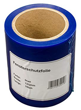 Handelskönig Schutzfolie blau 12,5 cm x 100 m selbsthaftende PE-Folie 50 my | Fensterschutzfolie Wasser- & UV-beständig, Oberfächenschutzfolie für Innen- und Außen, Folie rückstandsfrei abziehbar