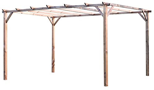 VERDELOOK | Gazebo a Pergola, Pergolato in Legno Impregnato 3x4 m, per la Protezione dal Sole e Arredamento Esterni