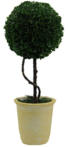 Admired By Nature Faux Preserved Artificial Boxwood Ball Topiary Plant Tabletop In Pot, 13.5 H