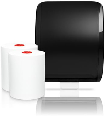 Blanc HYGIENIC Cosmos Autocut-Set Schwarz + 2 Premium-TAD-Rollen à 100 m | Premium-Schneidwerk, Push-Taste, Restrollenfunktion, 2 Premium-TAD-Rollen, insgesamt 200 m