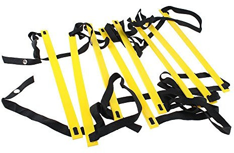 LANGING Koordinationsleiter mit 8 Sprossen, 4 m, mit schwarzer Tragetasche für Fußball, Geschwindigkeit, Fußball, Fitness, Fußtraining