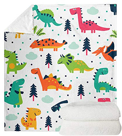 UOIMAG Kinderdecke mit Cartoon-Dinosaurier-Motiv, weich, für Jungen und Mädchen, Decke für Schlafzimmer, Wohnzimmer, Outdoor (90 x 120 cm)