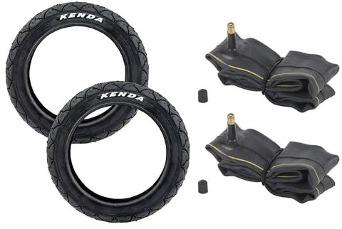BISOMO Reifen x2, Schlauch x2, Maße 12,5 Zoll x 1,75 & 2,25 x 12,5 Zoll, Für Kinderwagen, Roller, Laufrad, Kinderfahrrad und Fahrrad-Anhänger, Mit geradem Auto Ventil
