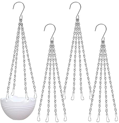 4 Pezzi Metallo Catena Sospesa, Catene per Fioriera Sospesa, Catene da Appendere con Ganci Fermaglio, Appesa Pianta Catena, Cesto Hanging Flower Catena a Cesto Appesa per Billboard Ornamenti Argento