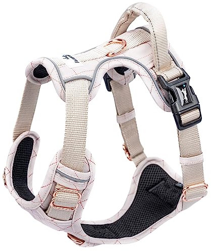 FREUDENTIER Hundegeschirr mit Griff, atmungsaktiv gepolstert - Bombenfester Sitz & maximale Sicherheit - Anti Zieh Brustgeschirr kleine, mittelgroße & Grosse Hunde