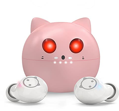 Cuffie Bluetooth, per bambini, senza fili, con microfono, 36 ore di riproduzione, impermeabili IPX7, controllo touch, display LED digitale, auricolari in-ear, adatte per lavoro e lo sport (rosa)