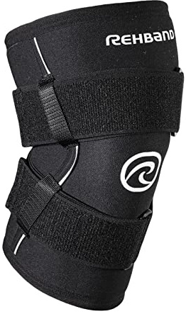 Rehband X-RX Kniebandage für Kraftsport & Fitness, Kniebandage Neopren 7 mm flexibel & rutschfest, Knee Sleeve für Damen & Herren, Farbe:Schwarz, Größe:XXL