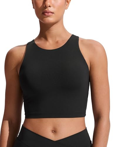 CRZ YOGA Femmes Hauts de Bikini à Dos Nageur Haut de Maillot de Bain Sèche Rapidement Rembourré Crop Top Noir 36