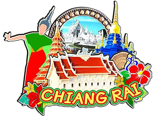 Chiang Rai Thailand Magnet Kühlschrank Magnet Holz 3D Sehenswürdigkeiten Reise Sammlerstück Souvenirs Dekoration Handgefertigt