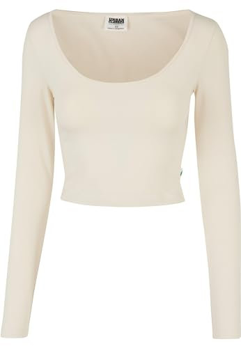 Urban Classics Kvinna T-Shirt Ladies Organic Cropped Longsleeve, Whitesand, S