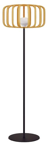 Lumisky Lampadaire sans fil pied metal LED blanc et multicolore dimmable STANDY BAMBOU en bambou naturel H150cm avec télécommande
