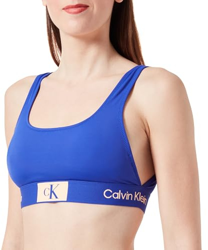 Calvin Klein Top de Bikini Tipo Bralette sin Aros para Mujer, Azul (Midnight Lagoon), XS