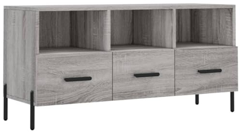 vidaXL TV Schrank, Fernsehschrank mit 3 Schubladen, Fernsehtisch für Wohnzimmer, Lowboard Sideboard TV Ständer TV Gerät, Grau Sonoma Holzwerkstoff
