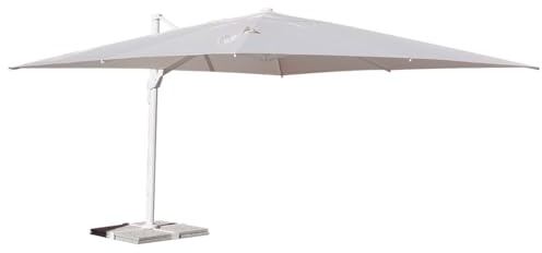 Danieli | Ombrellone da Giardino 4x4 | Palo Decentrato in Alluminio Bianco | Telo Anti UV Panna con Camino Antivento in Poliestere Water Resistent