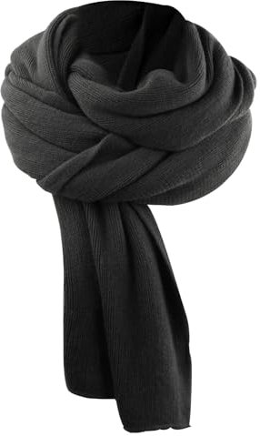 NATUCE Winterschal Damen XXL, 200 x 60 cm Winterschal aus Acryl, Lange Warm Weich Damenschal Winter, Halstuch Strickschal für Frauen, Herren, Outdoor (Grau)