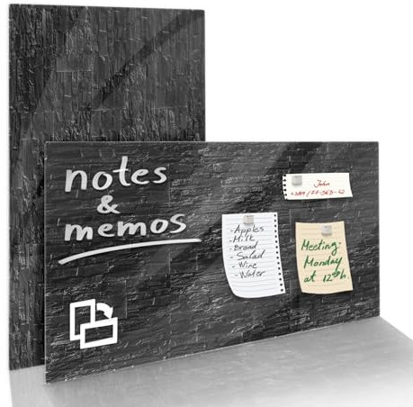 Floordirekt Präsentationsboard - Whiteboard - Magnettafel - Magnetboard lackiert oder Glas - magnetisch & beschreibbar - Schreibtafel Magnetwand Wandtafel (Glasboard Schwarz 46 x 91 cm)