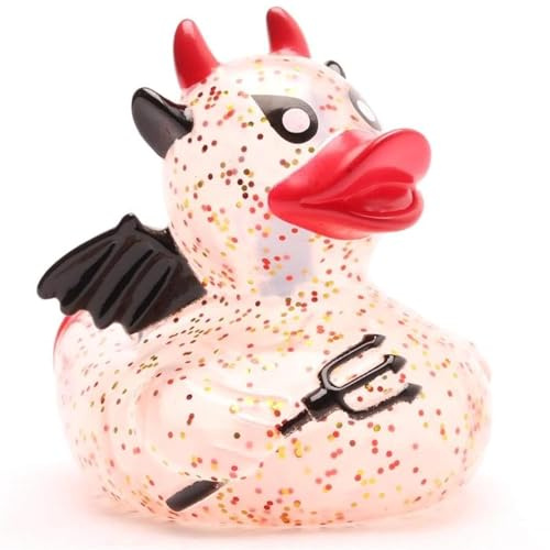 Duckshop I Badeente Glitzer Teufel I Quietscheente I Quietscheentchen I Geschenk für Halloween I Präsent Sammler