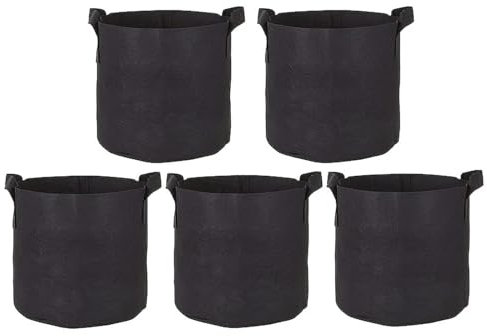 Generisch Pflanzen-Wachstumsbeutel, 5 Stück, 0,6 cm, 3,5 l, 2,7 l, 3,5 l, 3,5 l, 3 l, verdickter Vliesstoff, Wachstumsbeutel mit Klappengriffen für Gemüse