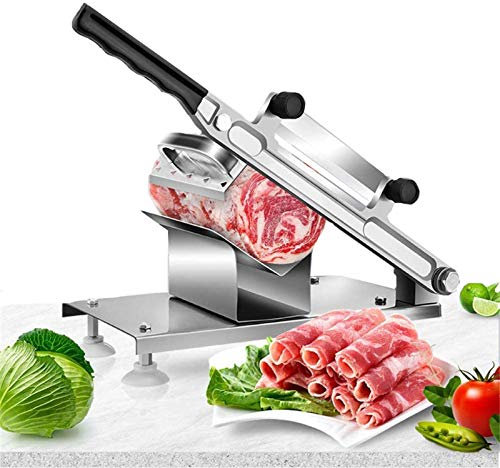 GLJTUO Affettatrice Manuale per Carne Congelata, Tagliacarne in Acciaio Inossidabile Manzo Montone Rotolo di Carne Affettatrice per Alimenti Affettatrice per Pentola Calda Shabu Shabu