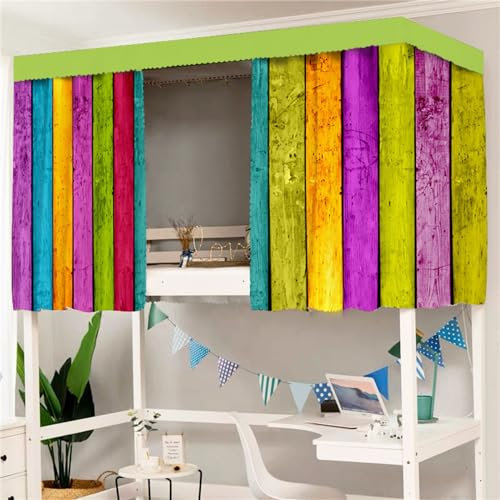 Treer 3D Bettvorhang Hochbett Etagenbett, Blackout Vorhänge Staubdicht Betthimmel Hochbett Etagenbett Kinder Bettzelt Schlafsaal Bettvorhänge für Studentenwohnmein Kinderzimmer (1.2x2M,Holz 3)