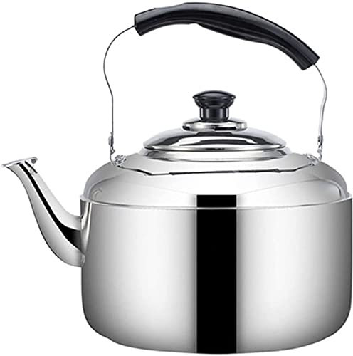 CAFIEDR Teekanne für Herd, Pfeifkessel, Edelstahl, Campingkessel, Herd, Pfeifkessel, Teekessel (Silber, 3 l)