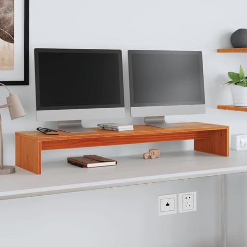 LLEZKBR Entertainment Centers & TV Stands-Monitorständer Wax Brown 100x27x15cm Massivholz Kiefer