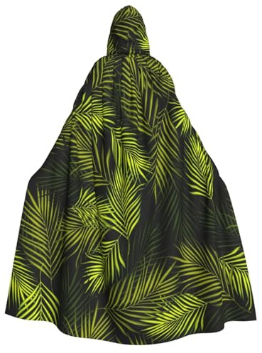 Xiso Ver Tropical Palm Leaves Fern Leaf Unisex Adults Halloween Costumes Cape Hooded Cosplay Costume Robe Cloak Cape