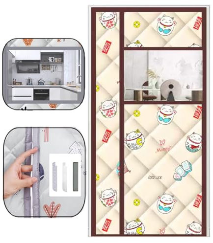 Thermovorhang Kälteschutz 90x210cm Magnet Wärmeschutzvorhang Für Türen Ohne Bohren Thermovorhang Gegen Kälte Und Hitze Türvorhang Wasserdicht Winddicht Haustierfreundlich Mit Sichtfenster(90x205cm)