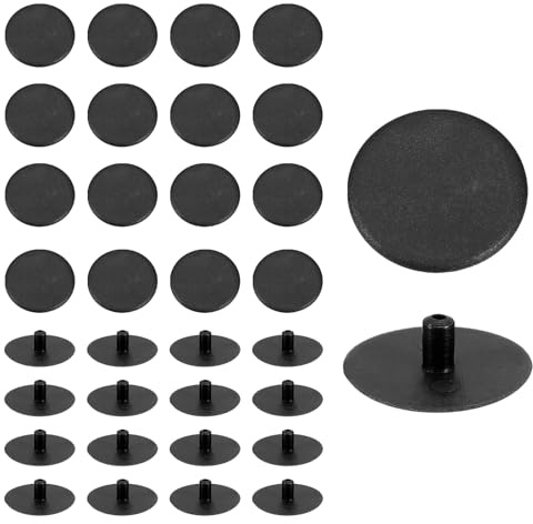sourcing map 100Pcs Screw Cap Covers, 18 x 5.4mm Plastic Screw Decoration Cover for Phillips Cam Fitting Nut Self-Tapping Screw, Decoration Tapping Fasteners, Black