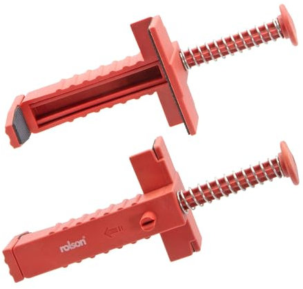 Rolson 2Pcs Brick Liners Clamps Runner Wire Drawer Brick Line Runner Bricklaying Trowel Tool Fixer Brick Clamps for Building Construction Fixture for Brickwork Wire Puller, Red Straight lines, Builder