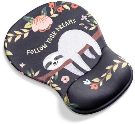 AOKSUNOVA Mauspad Ergonomisches Gel Mousepad mit Handauflage Faultier | Ergonomisches Mauspad mit Gel-Handauflage, Dekoratives Motiv, Komfortable Handgelenkstütze, Rutschfeste Basis für Büro