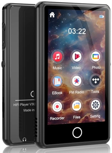 80GB MP3 Music Player with Bluetooth, 3-inch Portable MP4 Player Support All Formats Video with Built-in Speaker, FM Radio, Video, E-Book, Recording. Expandable up to 256GB, Black