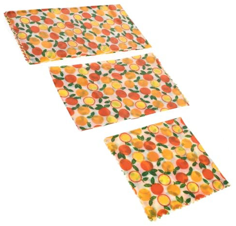 Cabilock 3pcs Organic Cotton Beeswax Food Wraps Reusable Cover Set