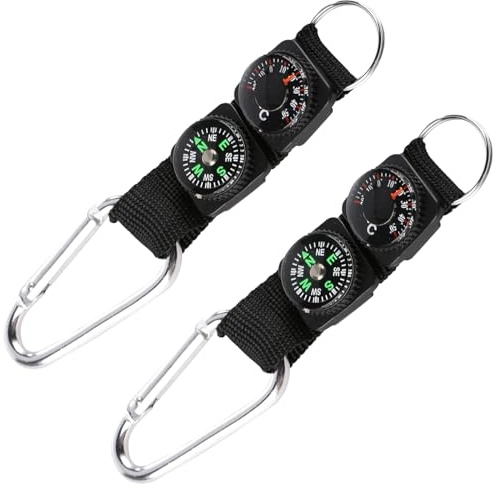 Kompass Schlüsselanhänger Mit Thermometer Multifunktionales Outdoor-Navigationswerkzeug Karabiner Schlüsselanhänger Für Wanderungen Camping Praktischer Kompass Anhänger Für Abenteuer