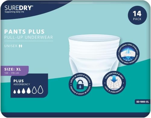SureDry Pants Plus - Size Extra Large - Disposable Adult Protective Pull Up Pants for Moderate to Heavy Incontinence (8)