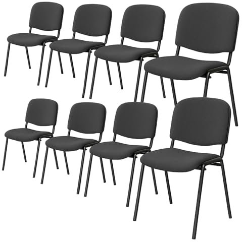 Topsit Besucherstühle 8er Set, stapelbare Konferenzstühle ohne Armlehnen, Stapelstühle mit Metallgestell, für Büro, Konferenz, Reception (Antrazit)