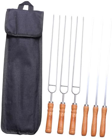 TOYANDONA Brochette à Barbecue Fourchette à Barbecue Pour Pique- Extérieur Avec Poignée Bois
