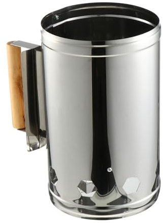 Luxshiny Accenditore per Barbecue e Stufa a Carbone per Grigliate All'aperto Manico in Legno e Scudo Termico, Avviamento Rapido per Barbecue in Giardino e Campeggio