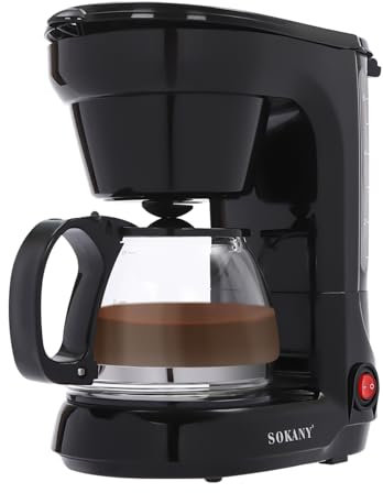 QUIOTUIR Machine à Café Filtre en Verre 750ml avec Réservoir Règle à Eau Filtre Amovible Verseuse Isotherme et Système Anti-goutte Cafetière Filtre pour Maisons, Bureaux, Cafés, Hôtels